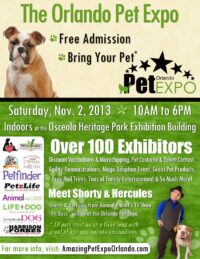 VIP RESCUE ADOPTIONS AT THE ORLANDO PET EXPO / BOOTH #117 – NOVEMBER 2 – KISSIMMEE FLORIDA  from 10am to 6pm